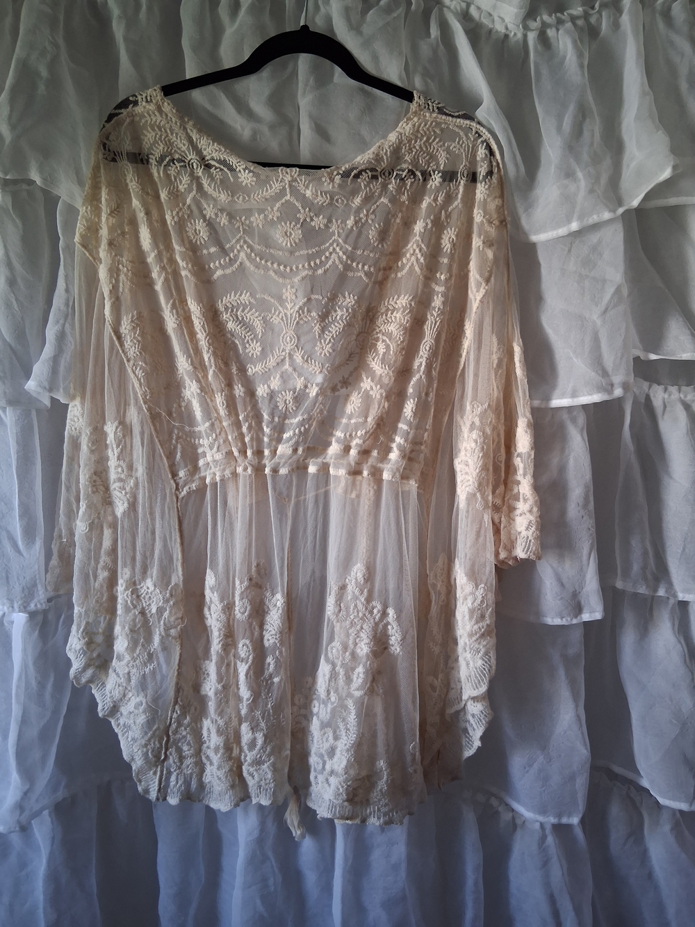 Roommates Lace Boho Tunic Top in Ivory